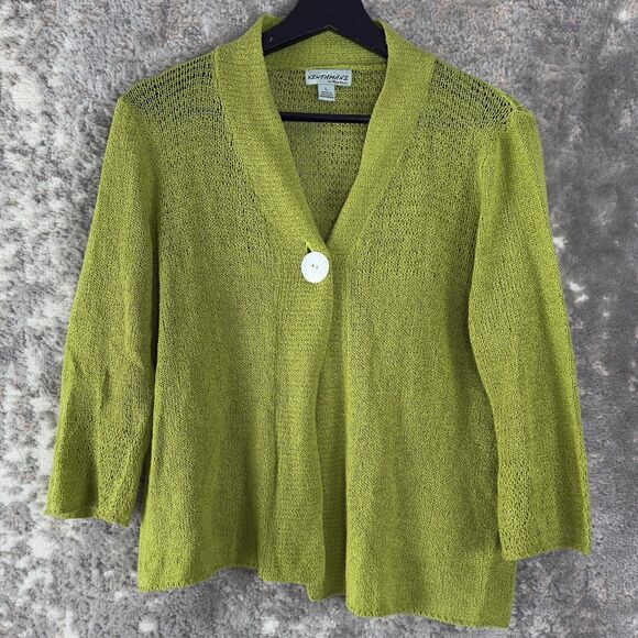 Kintamani Wind River Sz L Single Shell Button Cardigan Loose Knit Sheer Lightwei - Picture 1 of 9